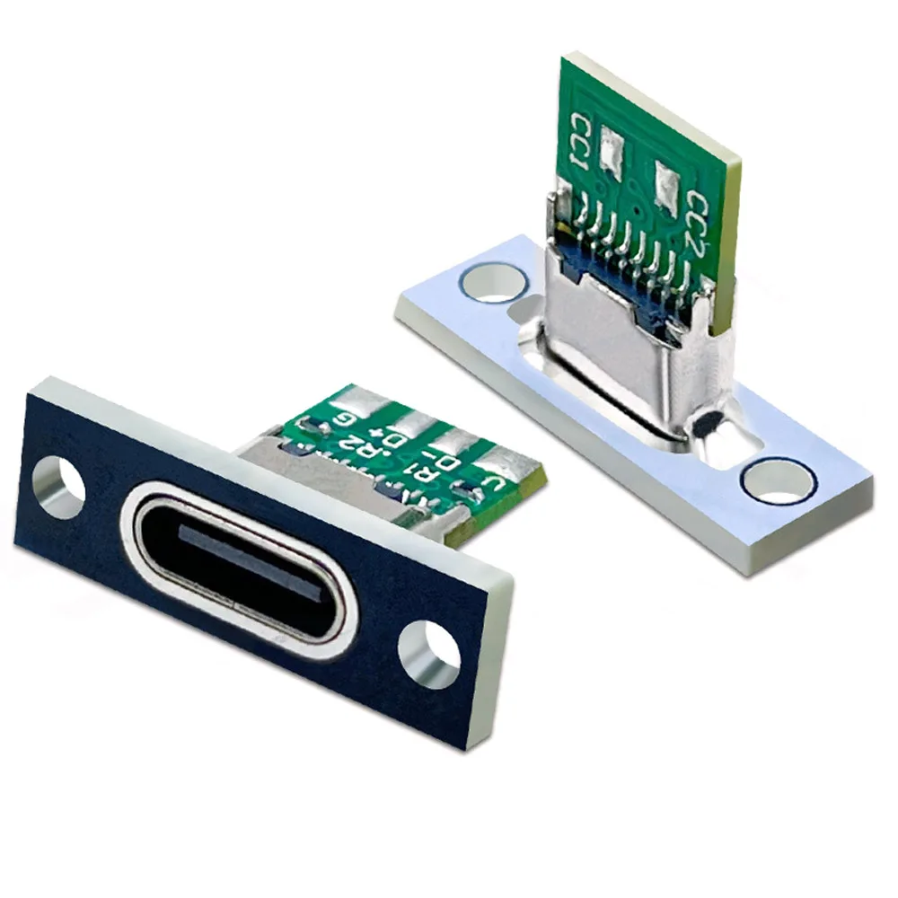 Enchufe USB 3,1 tipo C con placa de fijación de tornillo, conector hembra tipo C 3,1, conector blanco y negro, 2 pines, 4 pines, 6 pines, 5A, 3A - imagen 5