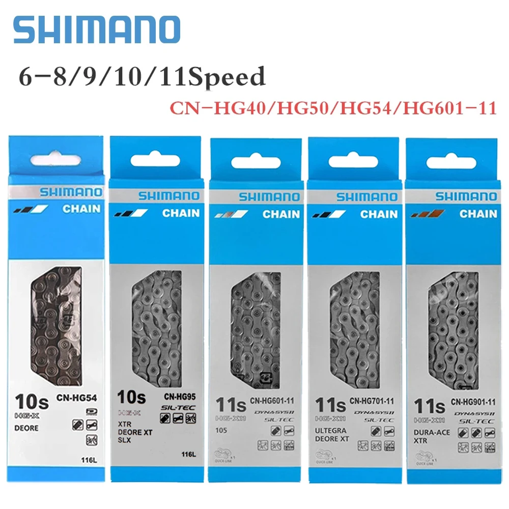 Shimano 9/10/11s cadena de bicicleta corriente 11v accesorios de bicicleta MTB 8v 9v 10v 11v corriente HG53 HG54 HG601 HG701 HG40 cadena de bicicleta de carretera