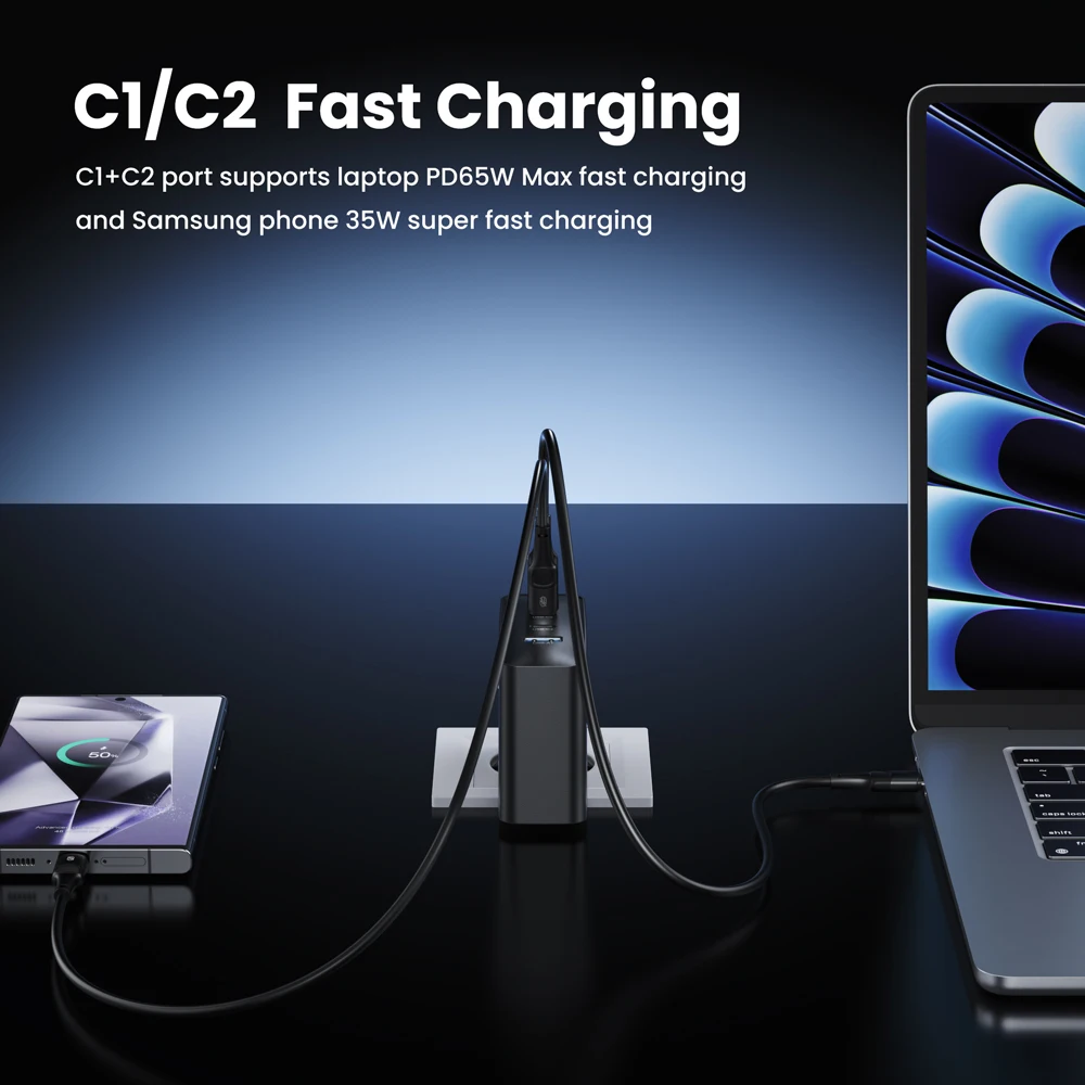 Cargador USB ASOMETECH de 100W, cargador GaN para Macbook, portátil, carga rápida para Samsung, Xiaomi, carga USB tipo C PD para iPhone 15 14 - imagen 4