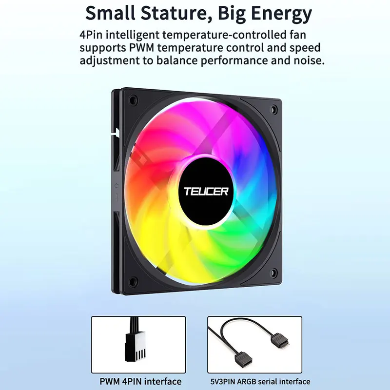 TEUCER UT-12015 ventilador de chasis ultrafino de 12CM 12V 4PIN PWM diseño silencioso de alta presión de viento 15MM de espesor ventilador con cubierta de PC para jugadores - imagen 3
