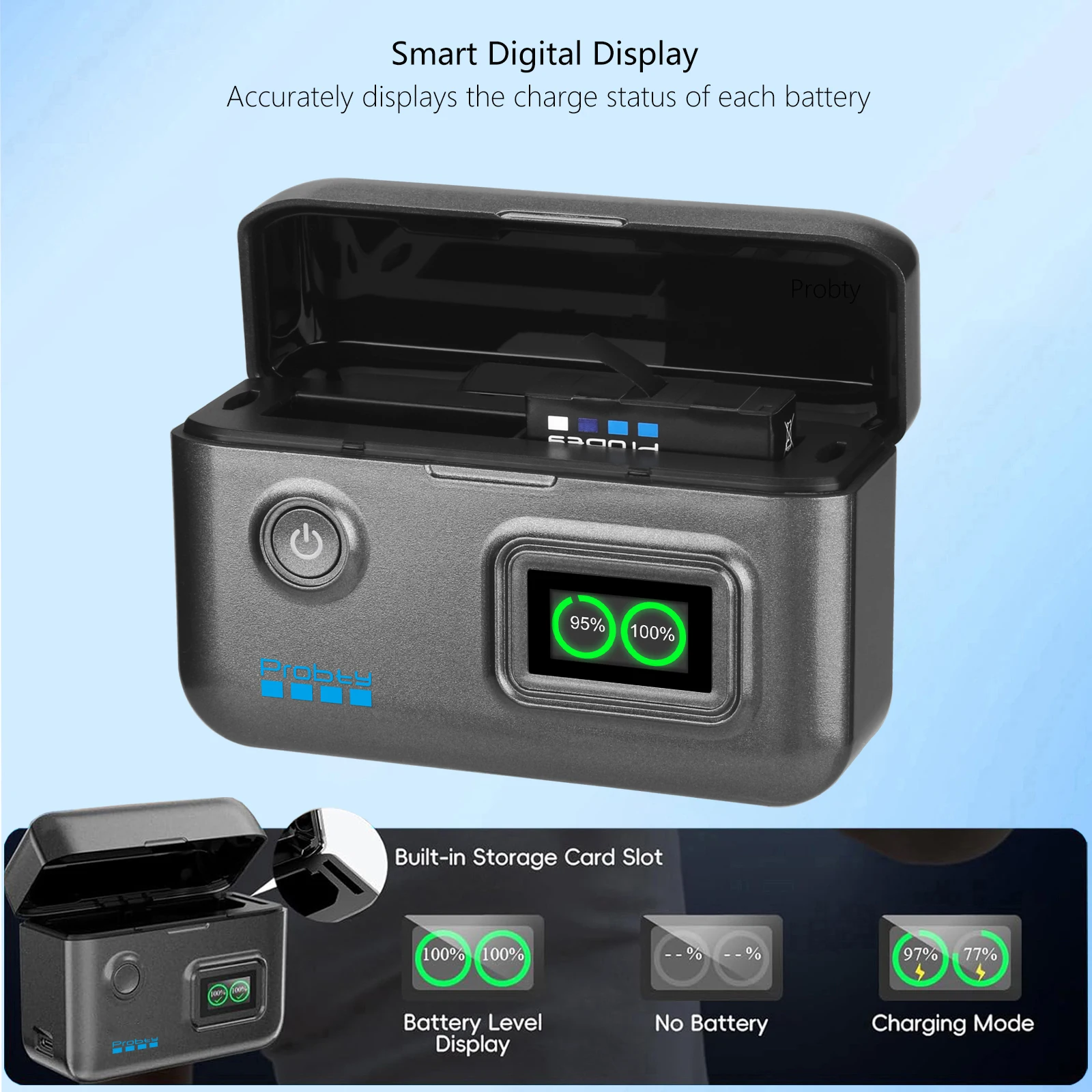 Batería de 2200mAh para Insta360 Ace Pro 2 Insta360 Ace Pro + cargador LCD de 2 ranuras para cámara Insta360 Ace Insta 360 Ace Pro 2 - imagen 3