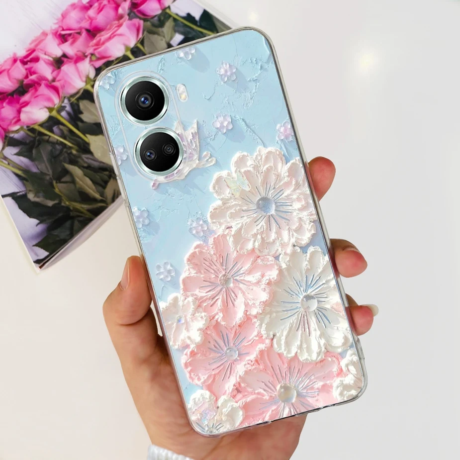 Un teléfono celular con estuche floral
