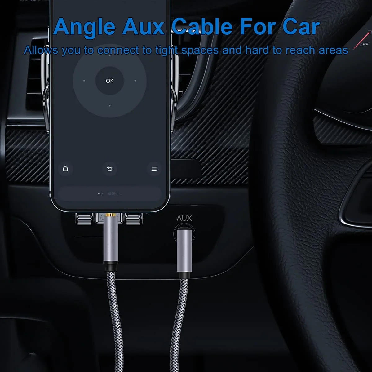Cable de extensión estéreo de 4 polos macho a macho de 3,5mm 3 5 Jack línea de Audio HiFi chapada en oro Cable auxiliar de coche de 90 grados para iPhone Samsung - imagen 5