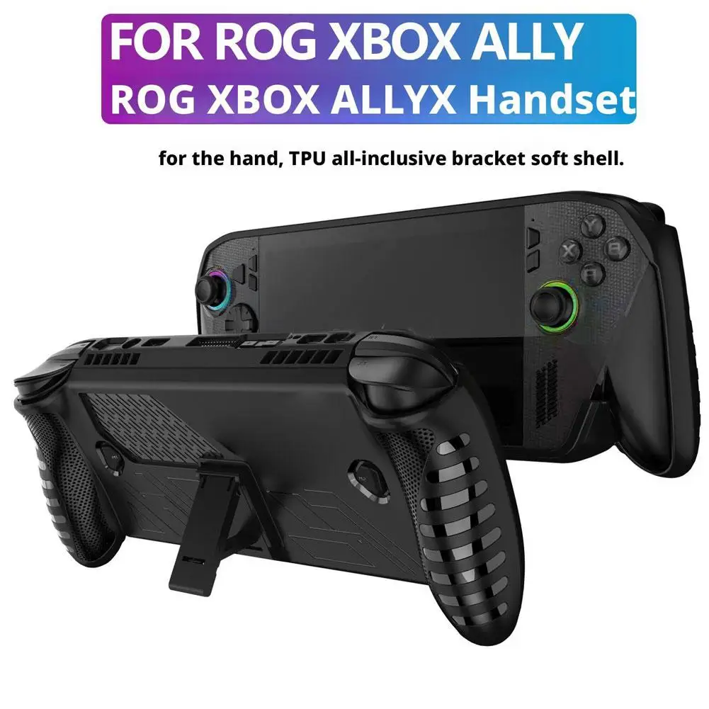 Funda protectora de TPU para ROG para Xbox Ally X, funda protectora antideslizante y anticaída para consola de juegos con soporte, accesorios de juego - imagen 2