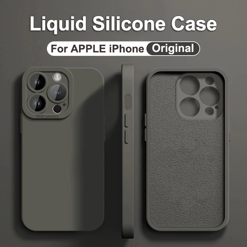 Funda de teléfono de silicona Original de lujo para funda iPhone 15, 14, 13, 12, 11 Pro Max Plus, funda trasera suave a prueba de golpes, protección contra colisiones - imagen 2