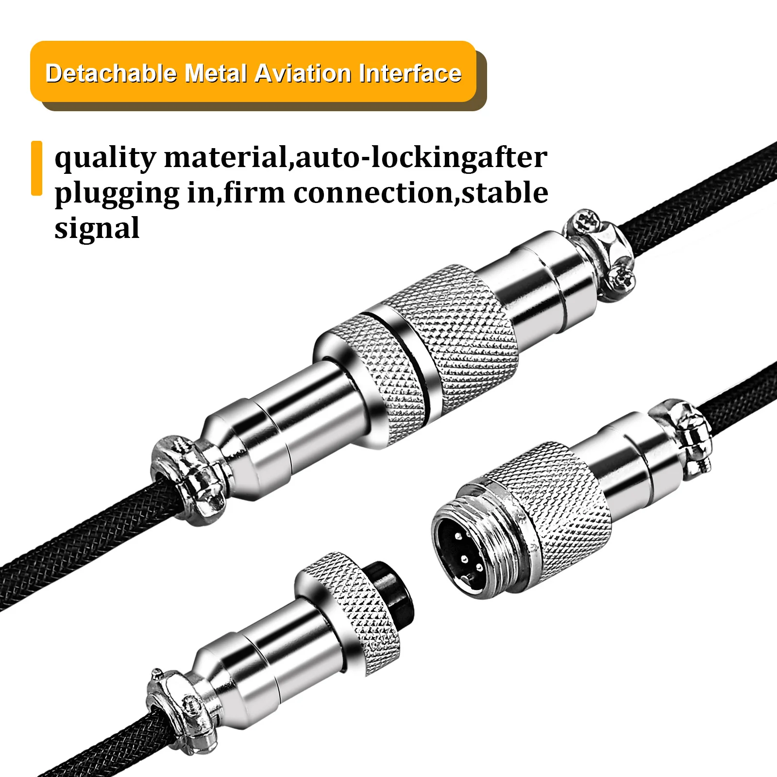 NNBILI 2024 nuevo Cable de teclado en espiral de 7 colores USB C para Cable de teclado mecánico para jugar con conector de aviador de Metal desmontable - imagen 3