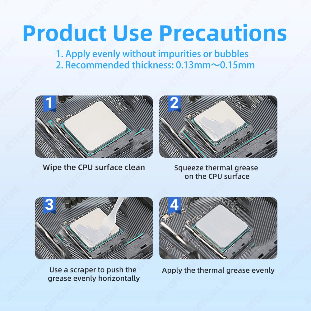 JEYI 0,5 g de grasa térmica 1,93 W/M·K pasta térmica para SSD/GPU/PS5, compuesto de disipador de calor no conductor, -30 ℃ ~230 ℃ - imagen 5