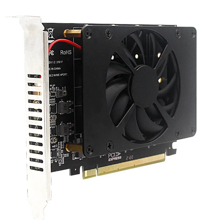 Pcie 4,0 3,0 X16 NVMe tarjeta RAID SSD de 4 discos M.2 M Key placa base PCI-e 16x adaptador de expansión de matriz tarjeta dividida con ventilador de refrigeración - imagen 2