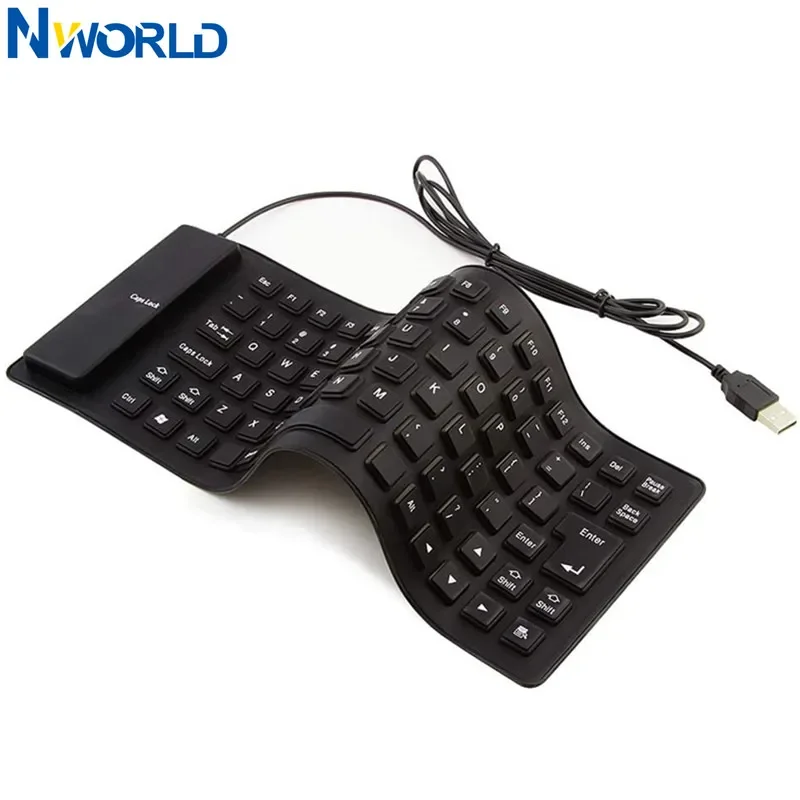 Teclado de silicona plegable de 85/109 teclas, tecla silenciosa con cable USB, resistente al agua, a prueba de polvo, teclado suave al tacto para Notebook y portátil