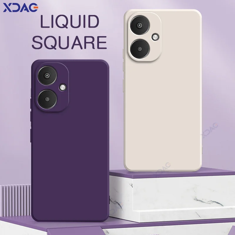 Fundas de lujo para teléfonos móviles de doble capa para Xiaomi Redmi 13R 6,74 "5G protección de cámara cubiertas de silicona líquida cuadradas suaves Redmi13R