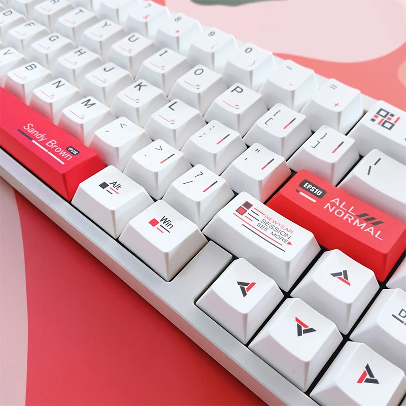 Teclas blancas Cherry Pbt, teclas simples blancas, teclas de entrada mecánicas rojas en forma de L, barra espacial de 2,25/2,75U, teclas con diseño Alice - imagen 4