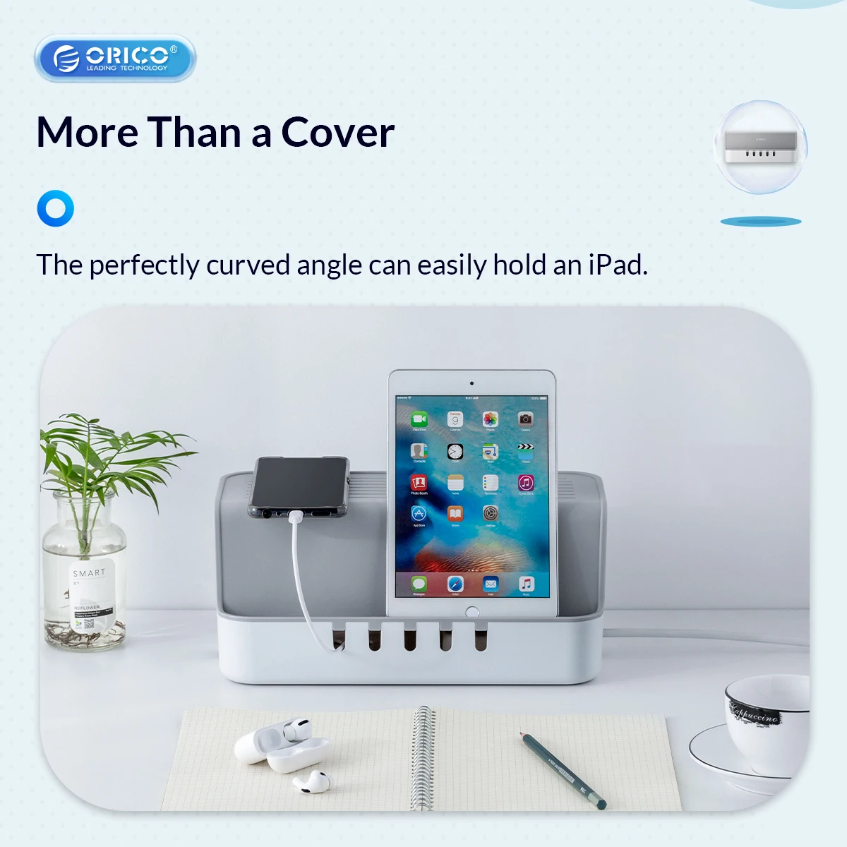 Organizador de cables con soporte móvil