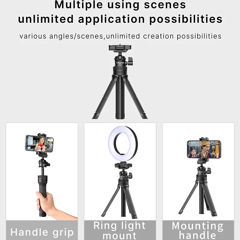 Trípode extensible Ulanzi MT-34 de 81,5 CM para cámara de teléfono DSLR, trípode 2 en 1, palo de Selfie con soporte para teléfono, cabezal de bola, puerto de 1/4 pulgadas - imagen 5