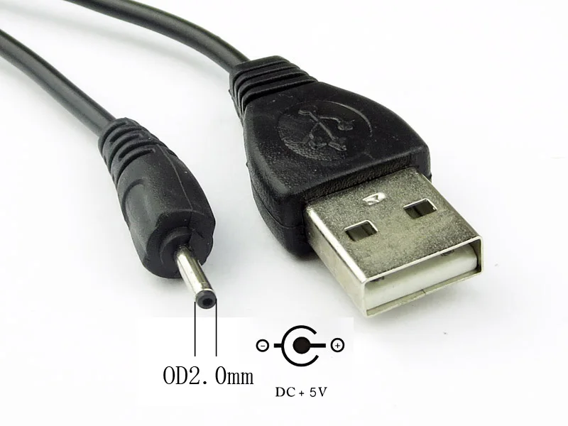 Cable USB a DC 5V – Conectores Jack 2.0-5.5mm, 80cm, Negro - imagen 5