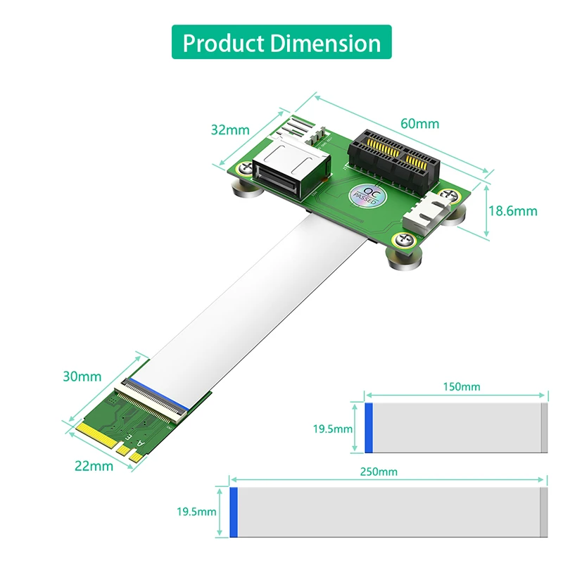 Tarjeta elevadora de puerto USB 2,0 con ranura M.2 Key A + E a PCI Express X1 con Cable FPC de blindaje EMI con almohadilla magnética Cable de alimentación de 4 pines - imagen 4