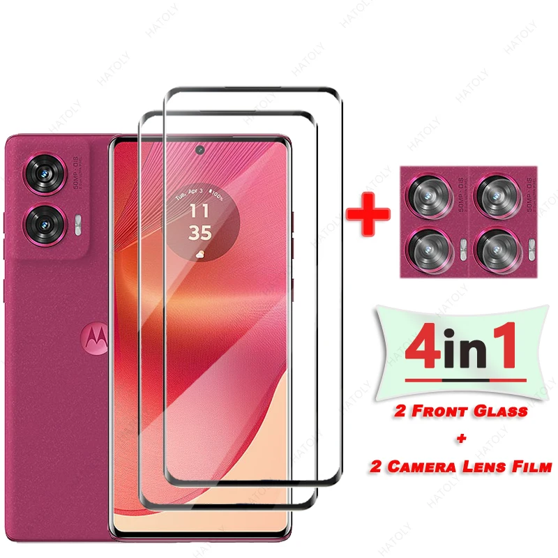 Vidrio curvo de borde 3D para Motorola G96 Protector de pantalla de vidrio para Motorola G96 5G película protectora de vidrio Protector de lente de cámara - imagen 2