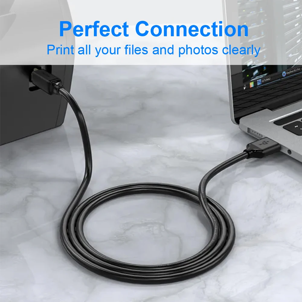 ZOGUO-Cable de impresora USB 2,0, Cable de USB-A a USB-B, escáner de alta velocidad, para HP, Canon, Dell, Epson, Xerox, Samsung, Piano - imagen 4