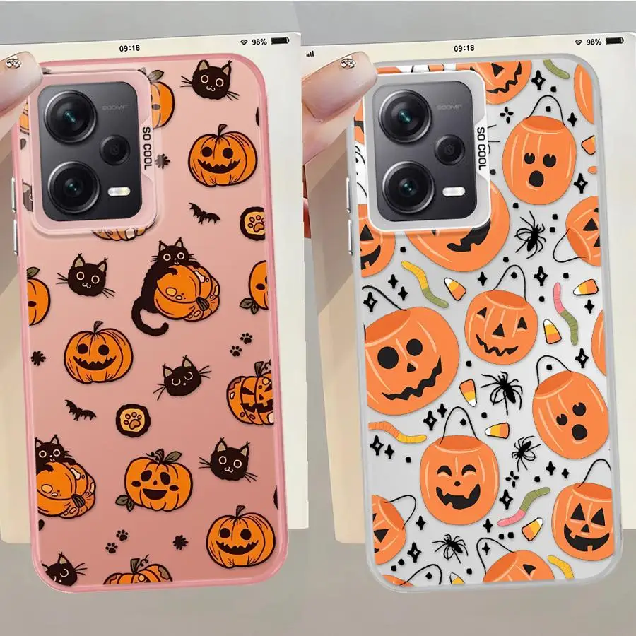 Funda trasera para teléfono Xiaomi Mi 13T 11 Lite 12T Pro, gato calabaza de Halloween a la moda