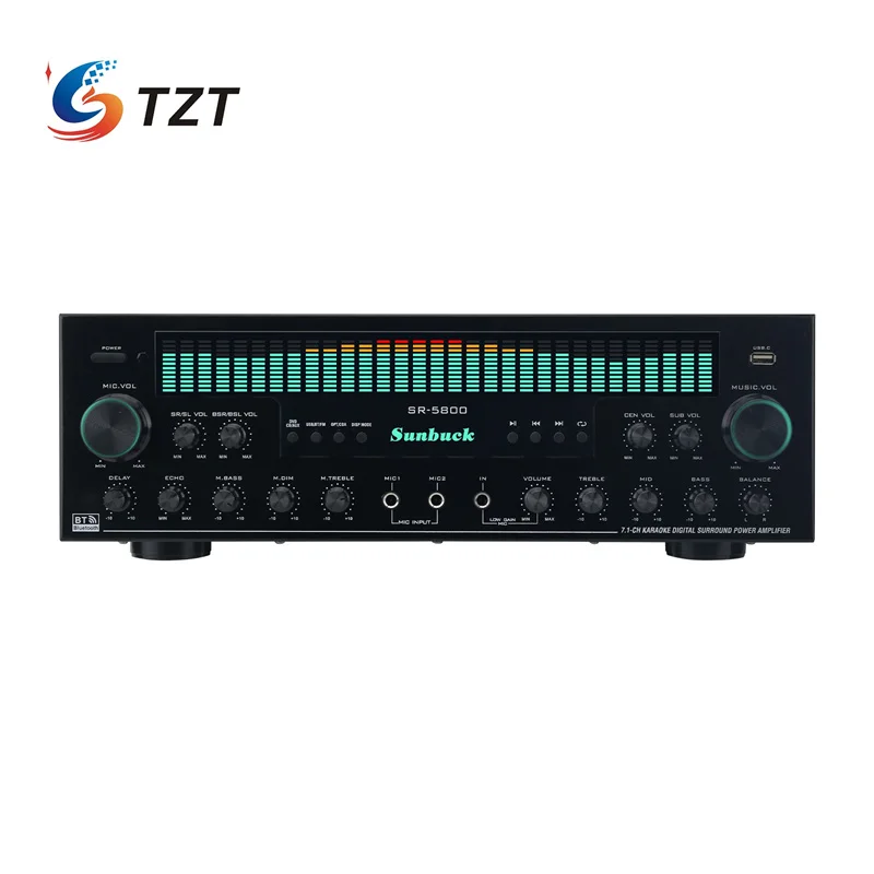 TZT SR-5800 1200W 220V Amplificador de 7.1 canales Amplificador Bluetooth Karaoke Amplificador de potencia envolvente digital - imagen 2
