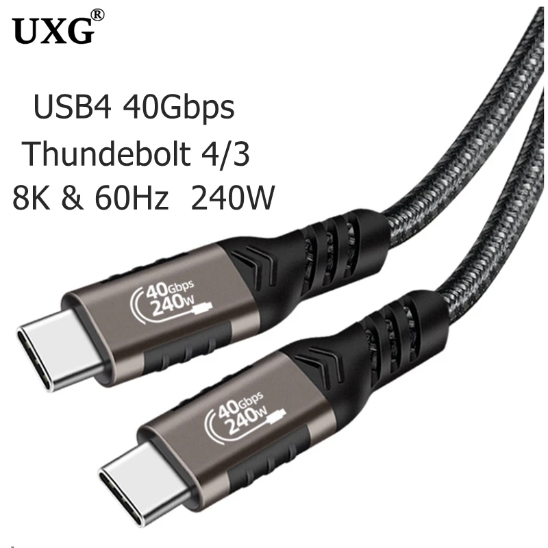 Cable USB4 de 240W, 8K, 60Hz, tipo C, Gen3, 100w, Gen2, 40gbps, carga rápida, Thundebolt 4, Cable de datos con todas las funciones, compatible con 6K, 5K para Macbook - imagen 2