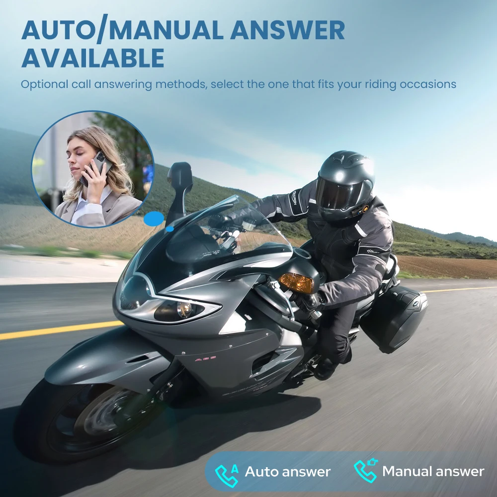 GEARELEC C2 casco de motocicleta 5,3 auriculares intercomunicadores Bluetooth 50m 2 conductores IP67 impermeable BT comunicación inalámbrica Multicolor - imagen 4