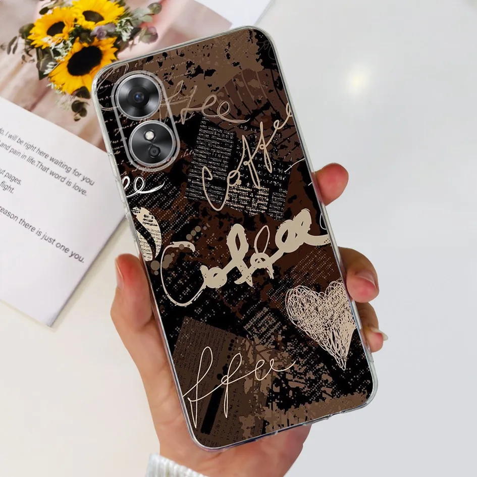 Para OPPO A17 Funda OPPOA17 Funda Popular flor mariposa silicona suave a prueba de golpes Para OPPO A 17 Funda CPH2477 Fundas de teléfono - imagen 2