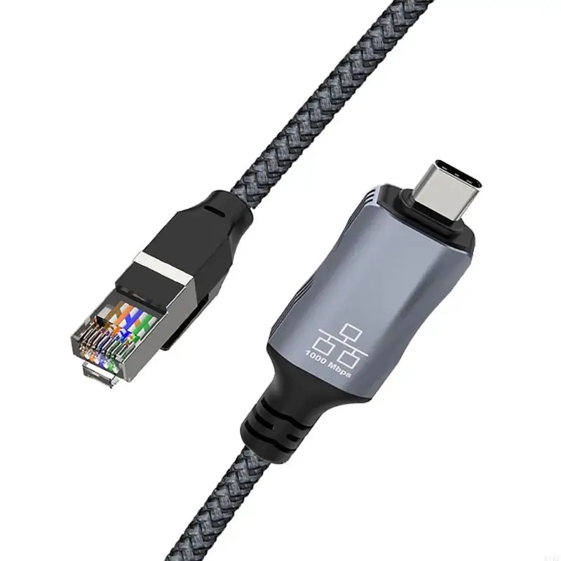 Cable USB C a RJ45 Gigabit Ethernet 1,8 m largo, Cable Internet trenzado velocidad para portátiles, tabletas, - imagen 5