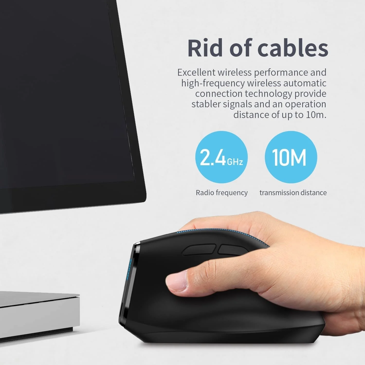 Ratón Vertical inalámbrico Jomaa 2,4G, ratón ergonómico recargable, ratón USB para juegos de ordenador con 3 DPI ajustables - imagen 4