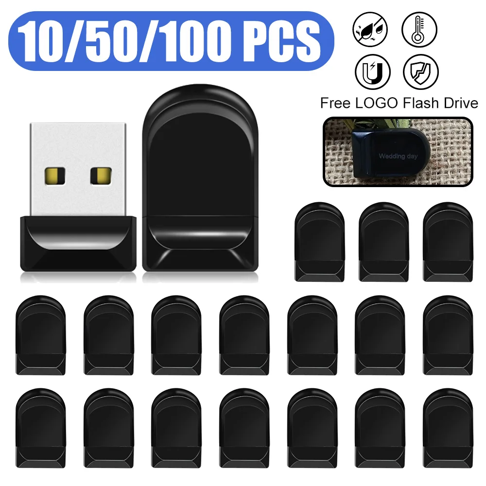 10 /50/100 unids/lote Mini unidades Flash USB de alta velocidad y alta capacidad 64GB Pen Drive 32GB Memory Stick 16GB regalo creativo U disco rojo