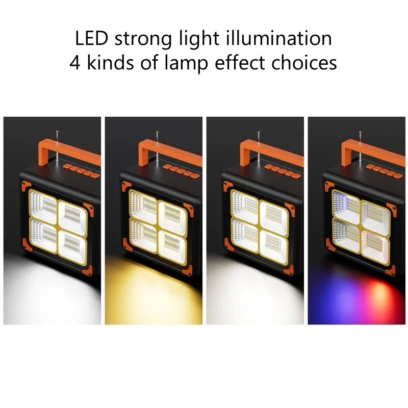 Luz de emergencia, iluminación Solar portátil, altavoces Bluetooth, Subwoofer, patio al aire libre, lámpara de Camping para el hogar, Audio multifuncional - imagen 5