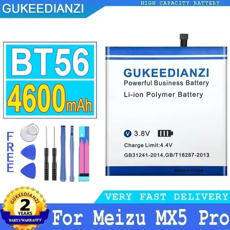 Batería de teléfono móvil BT56 de 4600Mah, duradera y respetuosa con el medio ambiente para Meizu Meizy MX5 Pro 5 M5776