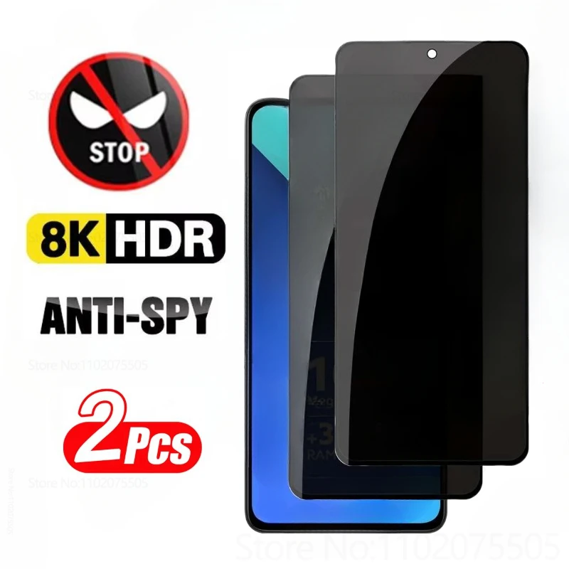 2 uds Protector de pantalla antiespía para Redmi Note 13 12 11 Pro Plus 13R 12S 11S vidrio templado de privacidad para Redmi 13C 12 10C 9A 9C 8A