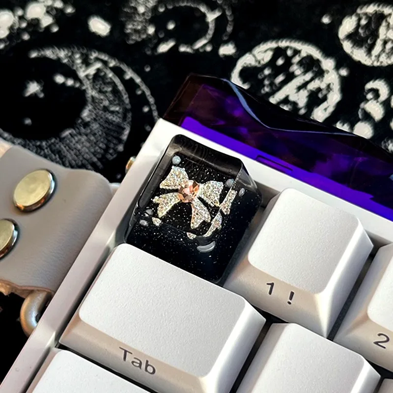 Juego de teclas con tema de mariposa rosa, perfil OEMR4 de fundición de resina, teclas originales hechas a mano personalizadas para teclado mecánico, regalo DIY - imagen 4
