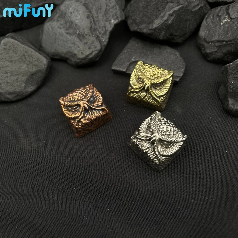 Tecla de punto de cobre puro, búho Original, personalizado, artesanal, eje cruzado, accesorio de teclado mecánico Universal - imagen 2