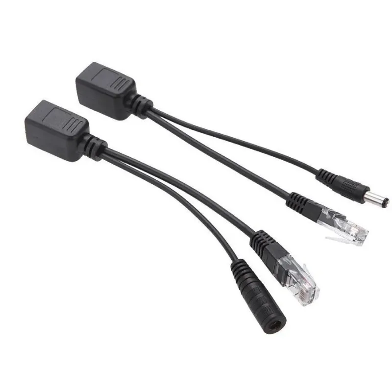 2 unids/set Kit de inyector y divisor PoE pasivo con conector adaptador de corriente CC de 5,5x2,1 Mm 12V-48V para cámara IP - imagen 3