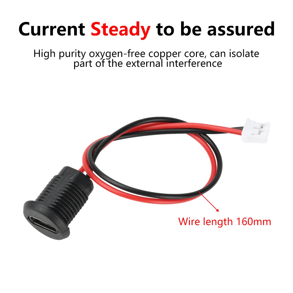 Type C connector Vrouwelijke connector met externe draad PH2.0 vrouwelijke kop TPC waterdichte snelle oplaadpoort met hoge stroomsterkte