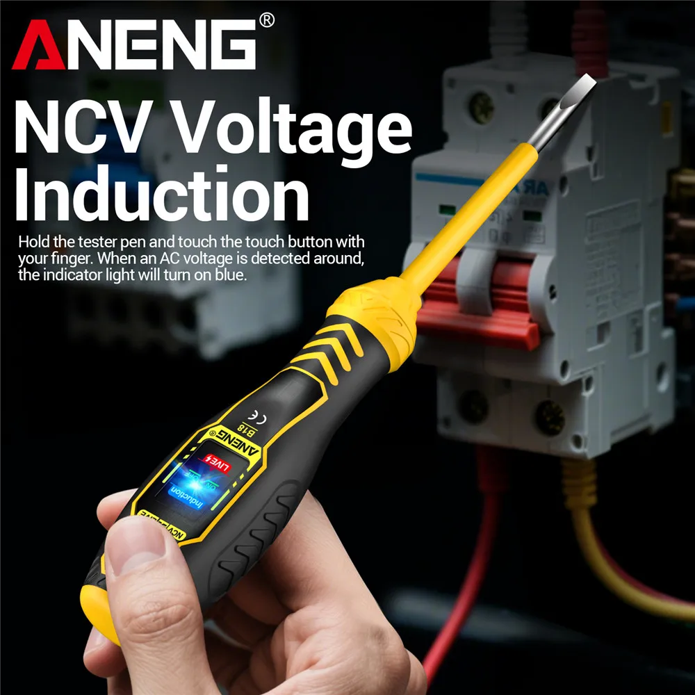 ANENG B18 pluma de prueba de voltaje resaltado palabra/destornillador cruzado multifuncional NCV voltaje inducción electricista probador pluma herramientas - imagen 4