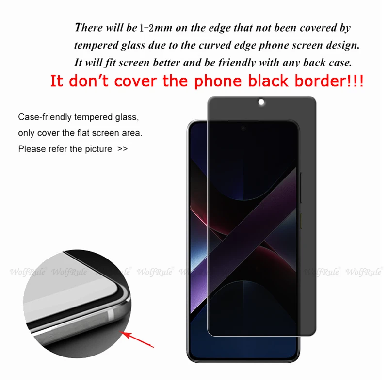 4 Uds para Poco X7 Pro vidrio Xiaomi Poco X7 Pro vidrio templado 9H teléfono privacidad Anti-espía cubierta pegamento Protector de pantalla Poco X7 Pro - imagen 3