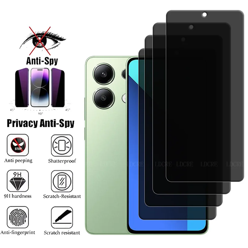 Protector de pantalla para Xiaomi Redmi Note 13 4G, cristal templado antiespía para privacidad, 4 unidades