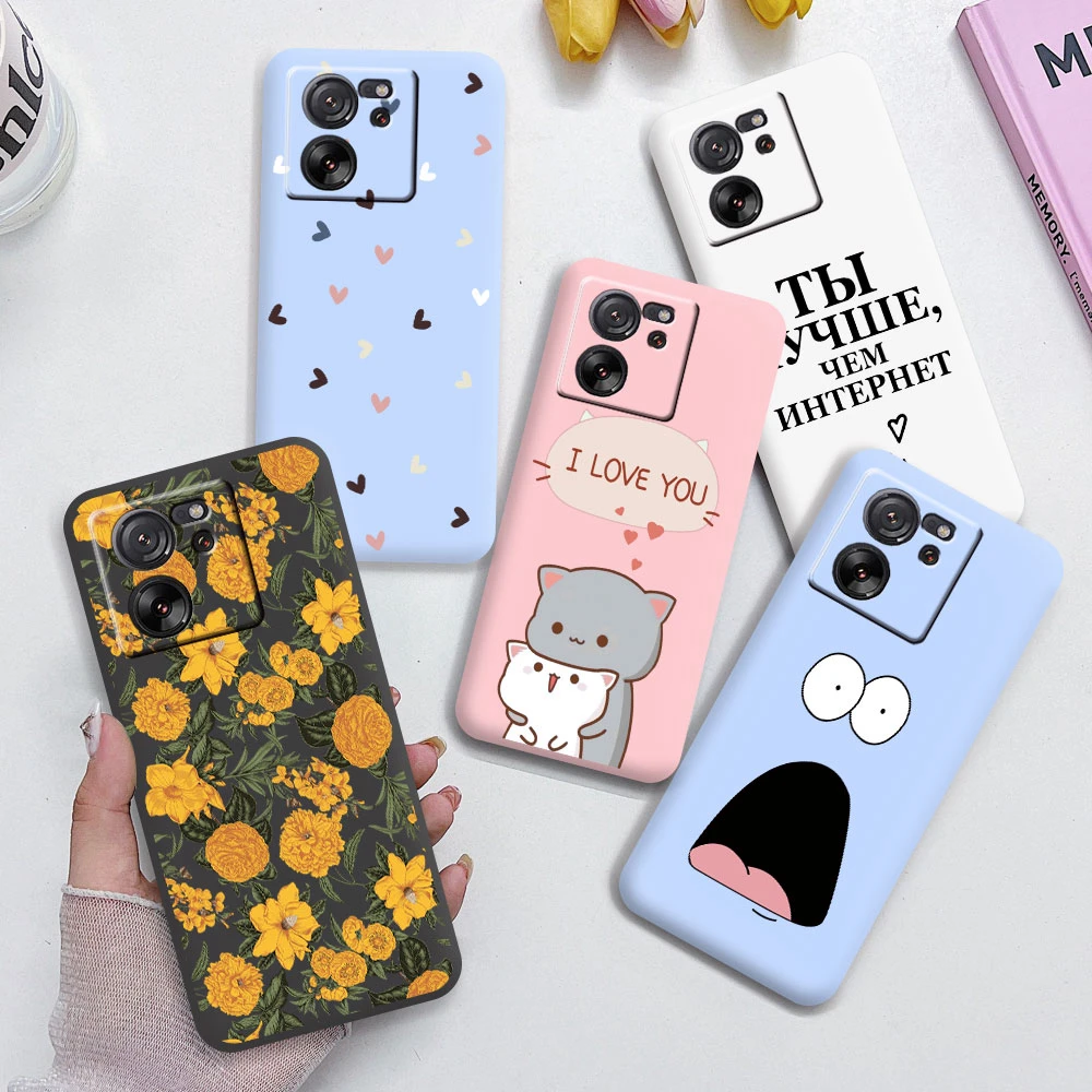 Funda de silicona suave para Xiaomi 13T Pro, carcasa de TPU con patrón de flores y dibujos animados, Protección trasera
