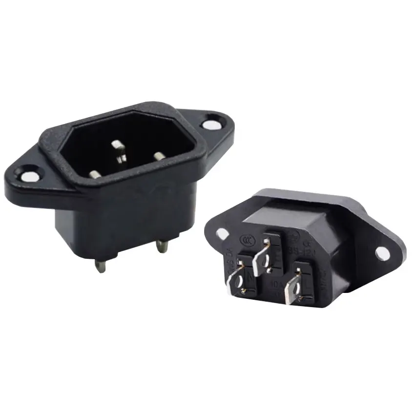 1 Uds 3 pines IEC 320 C14 enchufe macho Panel enchufes de entrada de alimentación conectores AC 250V 10A - imagen 2