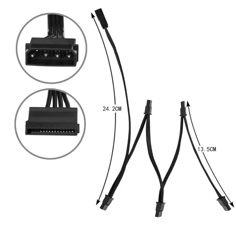 Molex-Cable divisor de fuente de alimentación para disco duro, dispositivo de 4 pines IDE de 1 a 5 SATA de 15 pines para bricolaje, PC, 18awg, 4 pines a 15 pines - imagen 4