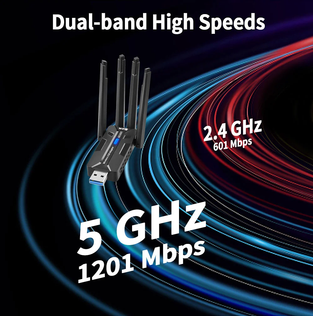 Adaptador USB AX1800 WiFi 6, 2,4G/5Ghz, receptor WiFi inalámbrico de doble banda, Dongle USB 3,0, controlador de tarjeta de red gratis para Win 10/11 - imagen 2