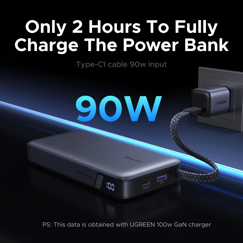 UGREEN Nexode PD 165W 25000mAh Power Bank 140W PD3.1 Cargador rápido portátil para computadora portátil con cables duales tipo C Batería externa - imagen 5