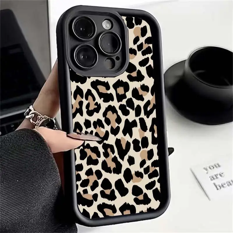 Funda de leopardo negro Retro de moda para OPPO A60 A17 A16 A15 A15S A53 A9 A5 2020 A54 A55 A58 A74 A52 A72 A92 A76 A96 A73 A94 - imagen 3