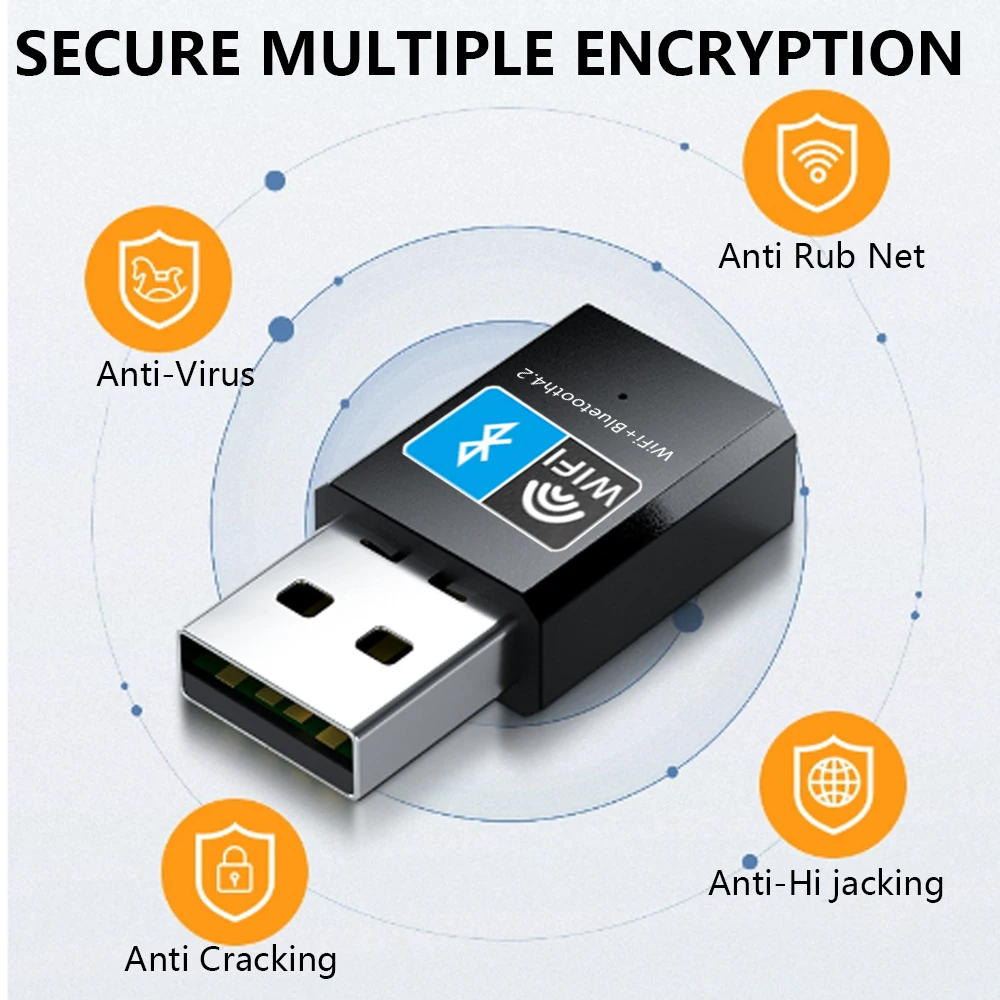 OPTFOCUS-Adaptador Wifi inalámbrico para PC, tarjeta Lan de 150Mbps, 802.11b g n, CA, USB, Win7, 8, 10, 11, Bluetooth 4,2 - imagen 4