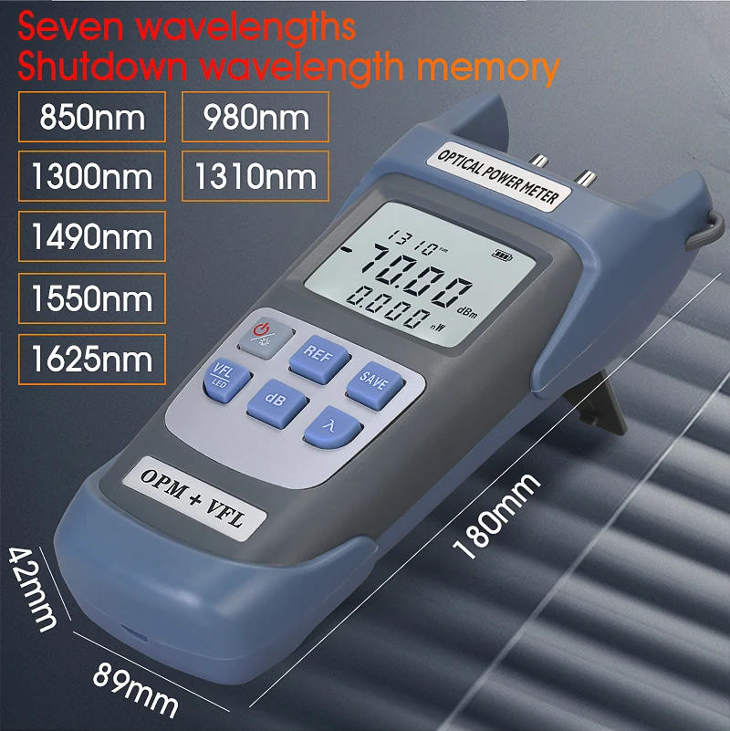 Medidor de potencia de fibra óptica 3 en 1 FTTH, luz LED VFL con conector Universal SC/FC/ST, 70 ~ + 10dBm, probador óptico de fibra, 5-50Km, VFL - imagen 4