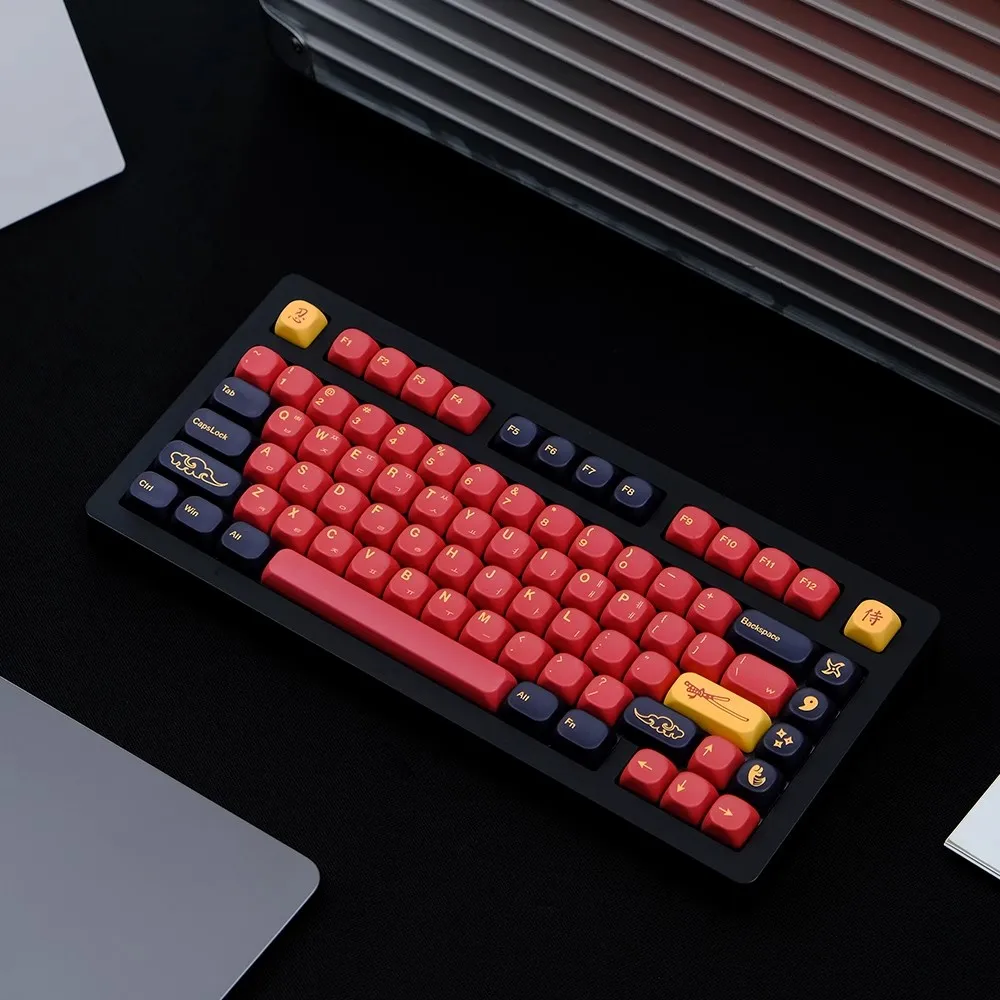 130 teclas/juego de teclas coreanas PBT KOA perfil GMK teclas samurái rojas para teclado mecánico para interruptor Cherry MX de cinco lados - imagen 3