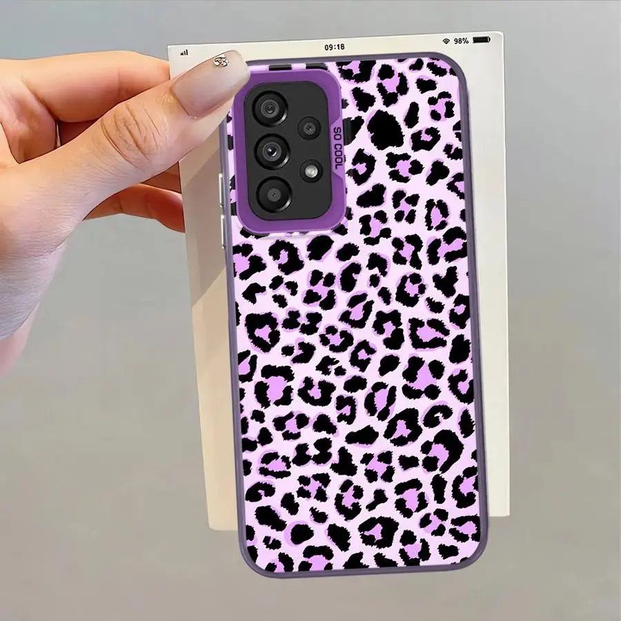 Funda para Samsung Galaxy S23 Note 20 Ultra S23 S25 S24 FE S21 S22 S20 Plus, funda trasera para teléfono, estampado de leopardo de moda púrpura - imagen 5