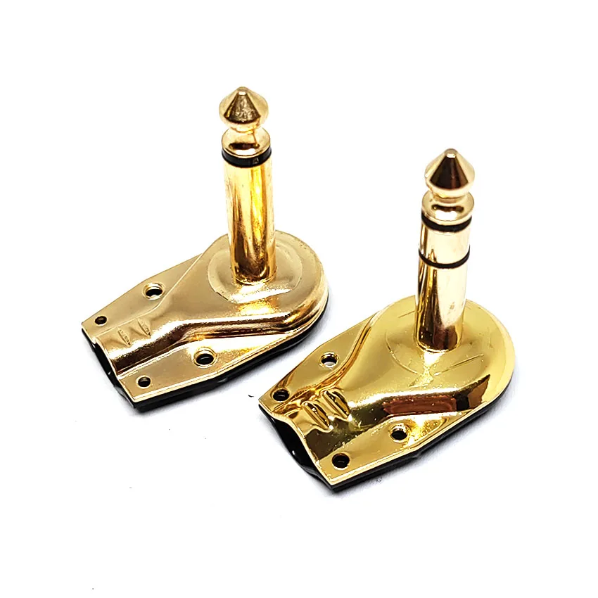 1 Uds oro plata 1/4 "6,35mm 6,5mm conector Mono/estéreo enchufe de ángulo recto plano macho Audio efectos de guitarra Pedal conector Phono - imagen 4